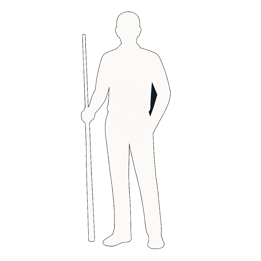 Pool player standing with cue stick ready for competition